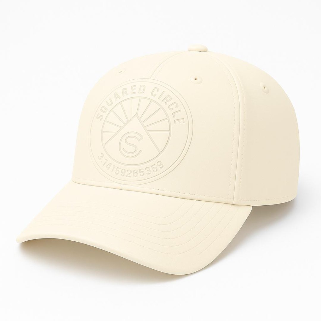 Squared Circle Embossed Baseball Cap - Beige