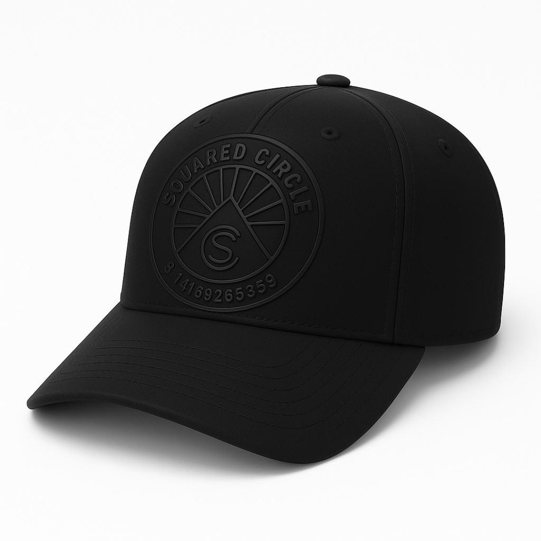 Squared Circle Embossed Baseball Cap - Black