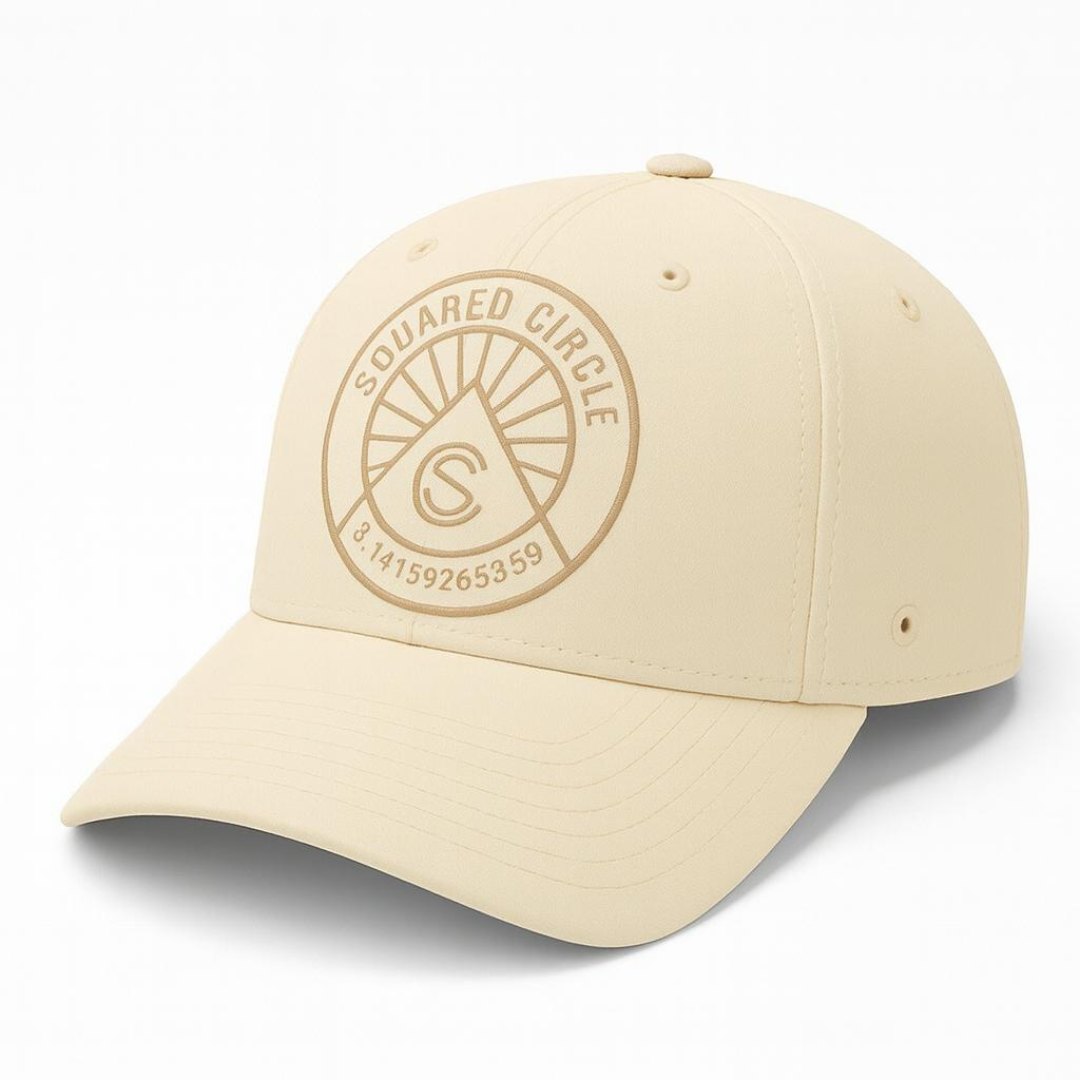 Squared Circle Embossed Baseball Cap - Cream