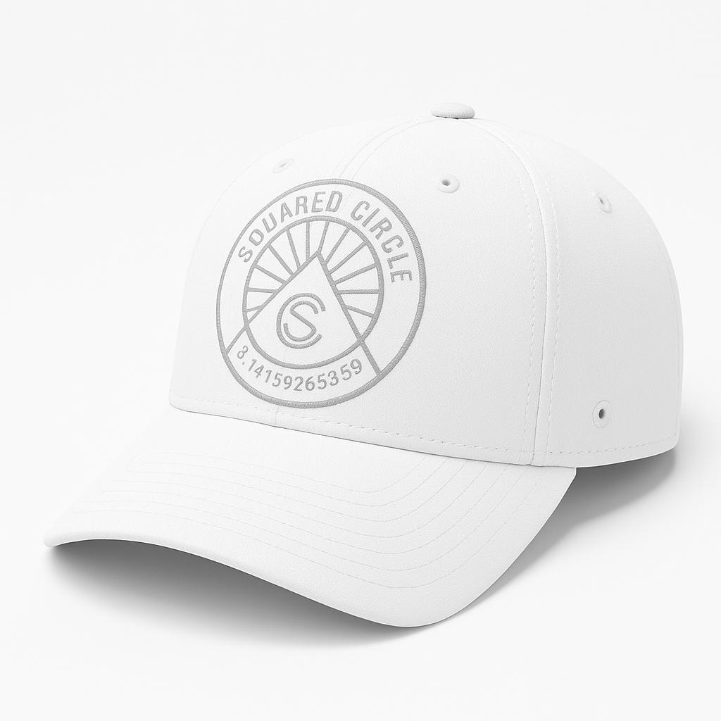 Squared Circle Embossed Baseball Cap - White