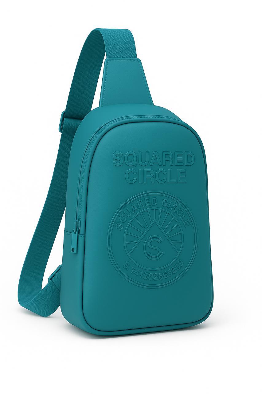 Squared Circle Embossed Sling Backpack - Teal